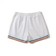 thumbnail image 3 of HOOMEUMY Men's Summer Shorts Rainbow Striped Elastic Waist Breathable Drawstring Beach Shorts with Pockets White XL, 3 of 4