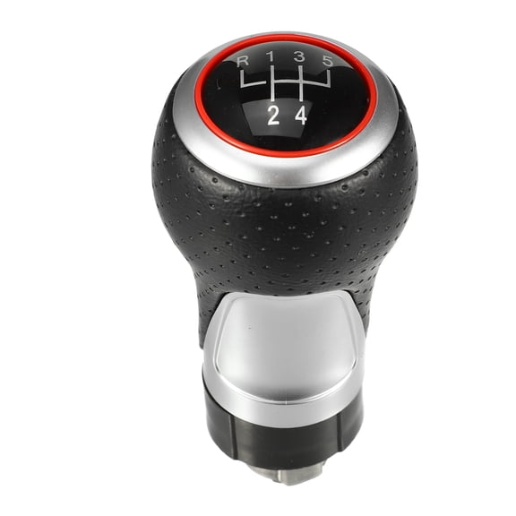 Unique Bargains 1 Set 5 Speed Gear Lever Shifter Knob Head Handle Fit for Audi A3 8P 2003-2013 Black Siver Tone Red