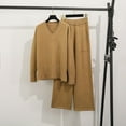 thumbnail image 2 of YUGYXL Women Loose Solid Suits V-Neck Pullover Knit Sweaters Tops Wide Leg Pants Two Piece Outfits Gold S, 2 of 8