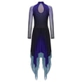 thumbnail image 4 of Oyolan Women Asymmetrical Praise Dance Dress Long Sleeve Contemporary Dance Costumes Royal Blue L, 4 of 5