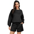 thumbnail image 3 of Pinspark 2 Piece Sets for Women Long Sleeve Sweatsuit Shorts Sets Crew Neck Matching Sets with 4 Pockets Vacation Outfits, 3 of 8