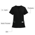 thumbnail image 2 of Kctiaxy Black Womens Scrubs Short Sleeve V Neck T Shirts Tops Solid Color Comfortable Stretch Nurse Scrubs for Men with Pockets, 2 of 7