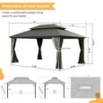 thumbnail image 5 of Domi Outdoor Living 12 X 14 Hardtop Gazebo Canopy with Netting & Curtains, Outdoor Aluminum Gazebo with Galvanized Steel Double Roof for Patio Lawn and Garden, Gray, 5 of 9