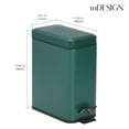 thumbnail image 2 of mDesign Small 1.3 Gallon Rectangle Metal Step Can, Liner/Handle, Hunter Green, 2 of 6