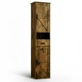 thumbnail image 6 of PORKISS Floor Storage Cabinet, Wood Pantry Cabinet with Doors and Drawer, Freestanding Narrow Bathroom Storage Organizer with Adjustable Shelves for Kitchen, Bathroom, Living Room, Vintage, 6 of 7