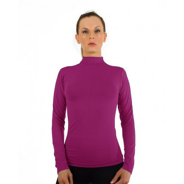 Kuda Moda Women Stretch Long Sleeve Mock neck Turtleneck