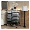 thumbnail image 2 of 15-Drawer Rolling Storage Cart, Mobile Utility Cart with Wheels - Home Office Organizer, Scrapbook, School Supplies (Grey & Black), 2 of 8