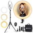 thumbnail image 1 of Ring Light 18 Inch LED Ringlight Kit with 73 inch Tripod Stand with Phone Holder Adjustable 3200-6000k Color Temperature Circle MUA Lighting for Camera for Vlog, Makeup,Youtobe, Video Shooting, Selfie, 1 of 5