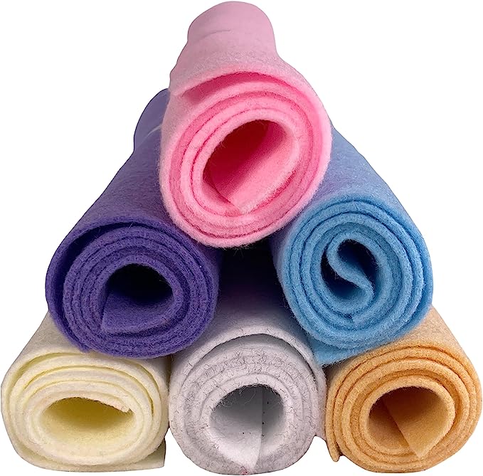 FabricLA Craft Felt Rolls 6 Pieces 12" X 18" Inches Assorted Color