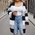thumbnail image 5 of NSLGXD Plus Size Striped Cardigans for Women Open Front Long Sleeve Oversized Sweater Tops Casual Cozy Fall Winter Duster Cardigan with Side Pockets L-3XL, 5 of 6