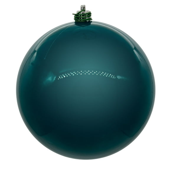 Vickerman 4" Dark Teal Pearl UV Drilled Ball Ornament, 6 per bag.