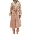 thumbnail image 2 of Batas para mujer, bata de baño lisa con vendaje, pijama largo, ropa de dormir con bolsillo en la cintura y cinturones., 2 of 4