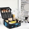 thumbnail image 5 of FORMRS Travel Makeup Bag Large Capacity Train Case Cosmetic Organizer with Adjustable Dividers, Blue Tree, 5 of 8