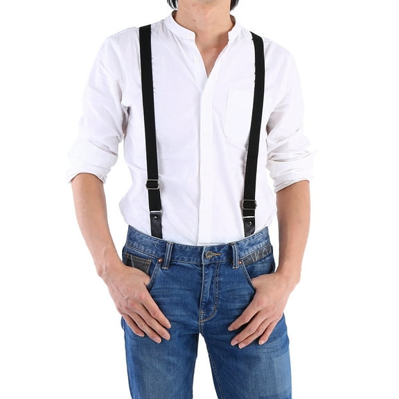 Unisex Fashion Suspenders Adjustable Elastic Band Button Buckles Pants Trousers Braces Black