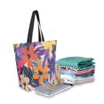 thumbnail image 2 of FORMRS Womens Canvas Tote Bag with Zipper Inner Pocket Shoulder Handbag, Colorful Painted Flowers Pattern, 2 of 7