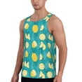 thumbnail image 2 of Xecao Lemon Blue Men's Tank Top Workout Quick Dry Sleeveless Gym Jogging Muscle Shirts Summer Swim Beach Tops, 2 of 9