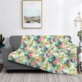 thumbnail image 2 of Honeii Tropical Flowers print throw blanket, crafted from cozy cotton flannel, offers versatile home decor as a bedding suitable for all seasons.-60"x50", 2 of 6