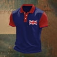 thumbnail image 2 of MNCEKFOD Polo Shirts For Men UK Flag Print Casual Bussiness Raglan Sleeve Button Lapel Breathable Classic Fit Mens Tee Shirt Navy XXL, 2 of 2