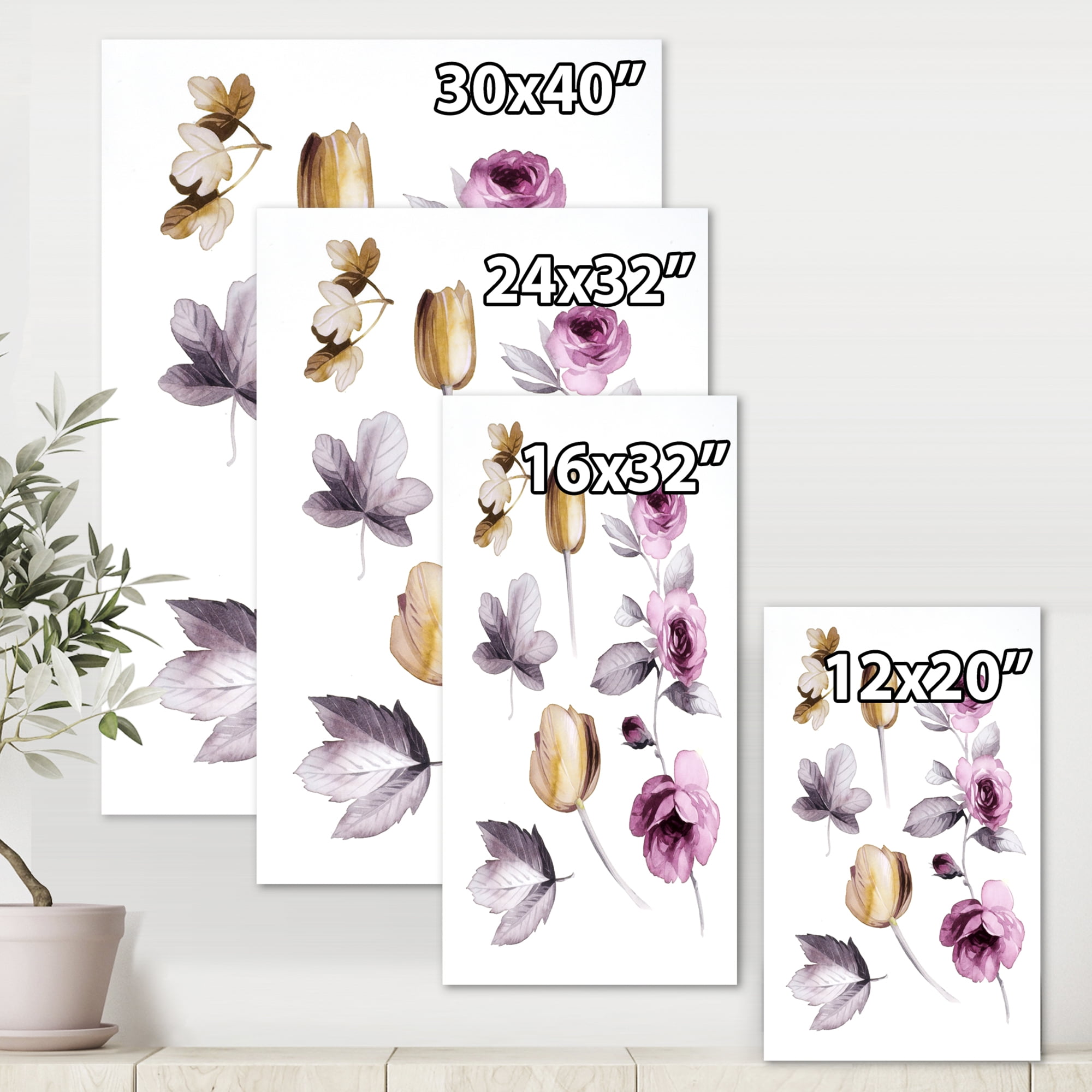 Designart ' Orange and Pink Wildflowers ' Traditional Canvas Wall Art Print