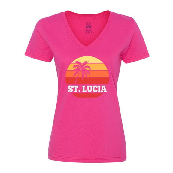 Inktastic St Lucia Vacation Travel Cruise Women's V-Neck T-Shirt