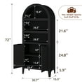 thumbnail image 6 of 72" Tall Arched Bookcase,Black Large Floor Standing Bookshelf with Fluted Doors, Book Case for Living Room Hallway Kitchen Home Office Bedroom, 6 of 7