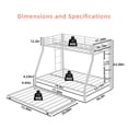 thumbnail image 3 of Leumius Metal Twin over Full Bunk Bed with Trundle, Space Saving Bunk Bed Frame with Ladder and Guardrails for Dorm, Apartment,White, 3 of 8
