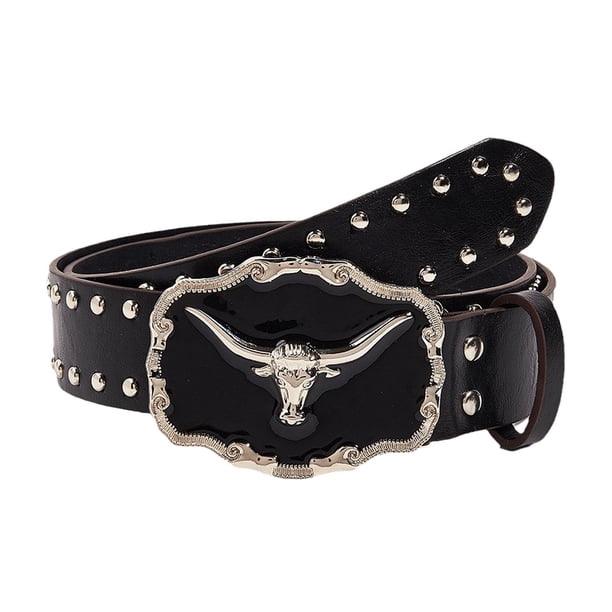 Cinturón para mujer Yuyangstore punk ancho 1,5 pulgadas con hebilla de metal
