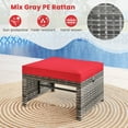 thumbnail image 4 of Gymax 2 Pieces Patio PE Rattan Ottomans with Soft Zippered Cushions for Deck Red, 4 of 9