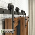thumbnail image 5 of Homacer Black Rustic Single Track Bypass Sliding Barn Door Hardware Kit, for Two/Double Doors, 9ft Long Flat Track, Straight Design Roller, Heavy Duty, for Interior & Exterior Use, 5 of 7
