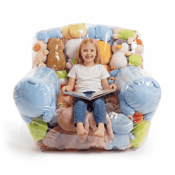 NTYNTY Stuffed Animal Storage Bean Bag Chairs for Kids,Extra Large Bean Bag Cover with Zipper,Toy Organizers and Storage for Room and Home Decor (Transparent, 37.8*37.4in)