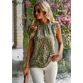 thumbnail image 5 of Uniexcosm Women's Floral Casual Blouses Ruffled Short Sleeve Round Neck Tops, 5 of 7