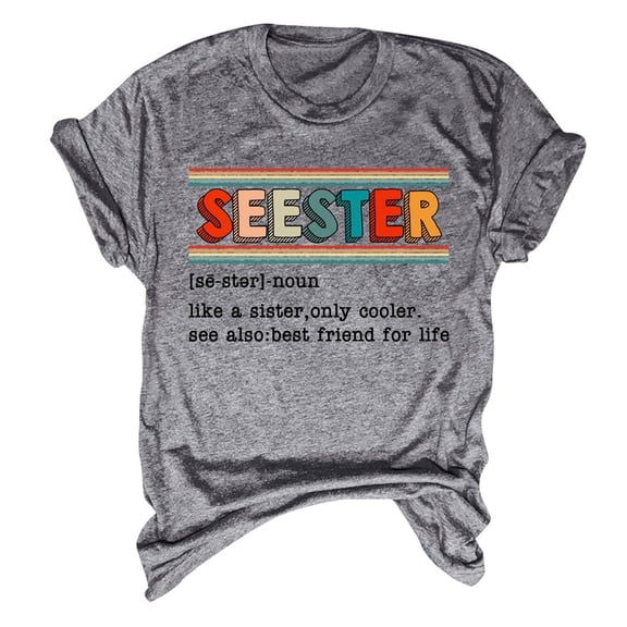 Fshinging Women's Fashion Casual Top Seester Short Sleeved Pullover Round Neck Top