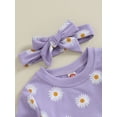 thumbnail image 5 of Diconna Baby Girl Fall Outfits Daisy Print Crew Neck Long Sleeve Sweatshirts Long Pants Headband 3Pcs Clothes Set 18-24 Months, 5 of 8