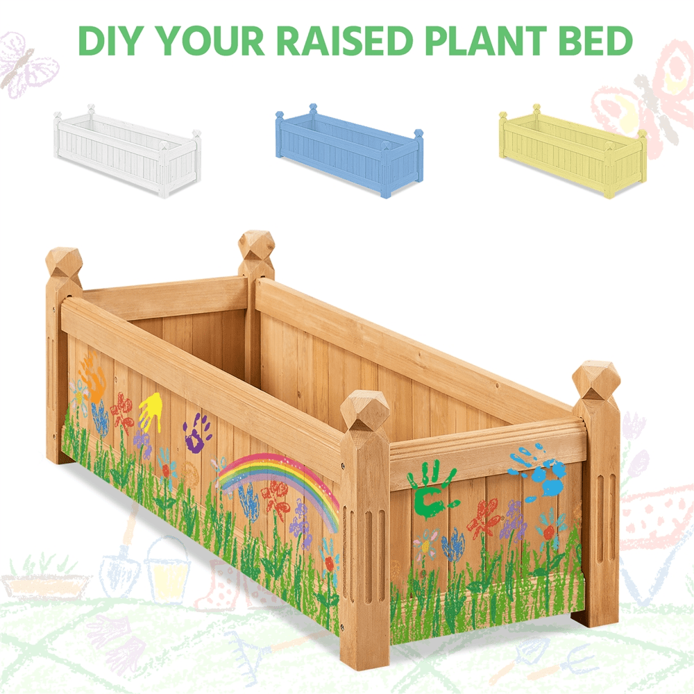 Renwick Set of 2 Wooden Raised Garden Bed for Yard Patio Greenhouse Light Brown