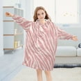 thumbnail image 5 of Dailycode Wearable Blanket Hoodie Oversized Sherpa Flannel Blankets with Pocket for 3-14 Year Old Pink Zebra Print, 5 of 7