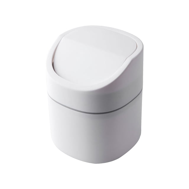 Desktop Wastebasket Mini Flip Top Trash Can, Compact Plastic Rubbish Bin for Office Car Bedroom, Easy Clean Desktop Accessory