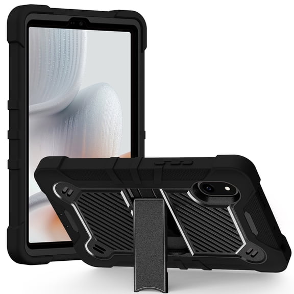 TJS Tab Case for BLU Tab One 5G Tab, Heavy Duty Shockproof Protective Hybrid Kickstand Tablet Cover (Black)