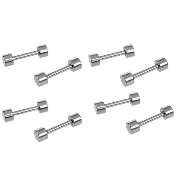 DESIGNICE 4 Pair of Men'S Barbell Titanium Steel Ear Studs Earrings 3Mm Silver Color Earrings for Men