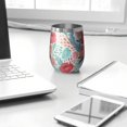 thumbnail image 3 of 12oz Stemless Wine Tumblers Pioneer Flower Vacuum Insulated Stainless Steel Travel Tumbler Cups Mug with Lid and Straw for Champaign,Cocktail,Beer with Cleaning Brush, 3 of 5