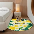 thumbnail image 3 of Farm Lemon Round Living Room Rugs 6 ft, Yellow Summer Fruit Green Leaves Beige Botanical Washable Area Rug with Non-Slip Sturdy Edge Binding Round Carpet for Kitchen Office Bedroom, 3 of 9