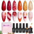 thumbnail image 1 of Set de esmaltes en gel Beetles, 6 x 7,5 ml, purpurina roja, naranja y dorada, 1 of 7