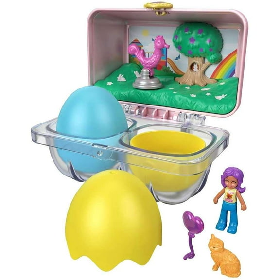 Polly Pocket Mystery Surprise Egg Carton Pink Rainbow Playground Theme