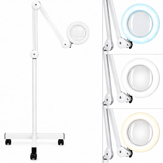 Lampara Facial con Lupa 5x Nanofort Spa Estetica Pedestal Acero