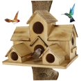 thumbnail image 1 of Casa para pájaros, decoración de jardín exterior de madera con múltiples agujeros, 1 of 7