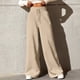 thumbnail image 2 of Pantalones de chándal de pierna ancha para mujer, pantalones casuales sueltos de color sólido, cómodos corredores, pantalones de chándal holgados, bolsillos caqui/XL, 2 of 6