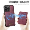 thumbnail image 6 of Case For iPhone 13 Pro Max RFID Blocking Compatible With MagSafe Detachable 2 In 1 Wallet With Card Holder,PU Leather Case,  Holder Kickstand Magnetic Protective Women Men Cover,Wine red, 6 of 9