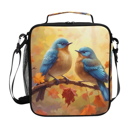 ALAZA Birds on Autumn Leave Branch Lunch Box Insulated Lunch Bag Reusable Thermal Cooler Tote School Picnic