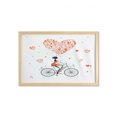 thumbnail image 1 of Valentines Wall Art with Frame, Girl Cycling with Big Heart Woman Love Romantic Day Celebration Life Print, Printed Fabric Poster for Bathroom Living Room, 35" x 23", Red Black White, by Ambesonne, 1 of 2