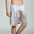 thumbnail image 5 of Defitshape Men's Satin Sleep Shorts Boxers Underwea Pj Pajama Bottom Casual Nightwear Bunched Loungewear Cool Summer Elastic Silver X-Small, 5 of 5