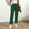 thumbnail image 5 of QSXADF Women's High Waist Pants Casual Straight Leg Pants Stretch Straight Leg Pants with Drawstring Elastic Waistband for Daily Comfortable Summer Women's Casual Long Trousers, 5 of 6